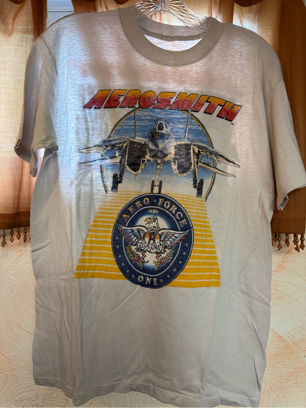 Men’s Light Gray Graphic Tee - Aero Force One Design genuine concert t-shirt.